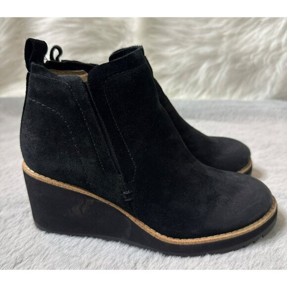 Sofft Emeree 6M Wedge Chelsea Ankle Bootie Black Suede Leather Waterproof - Picture 3 of 8